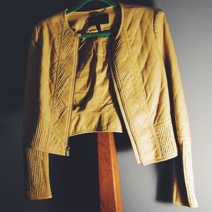 BCBG Tan Leather Jacket Size XS